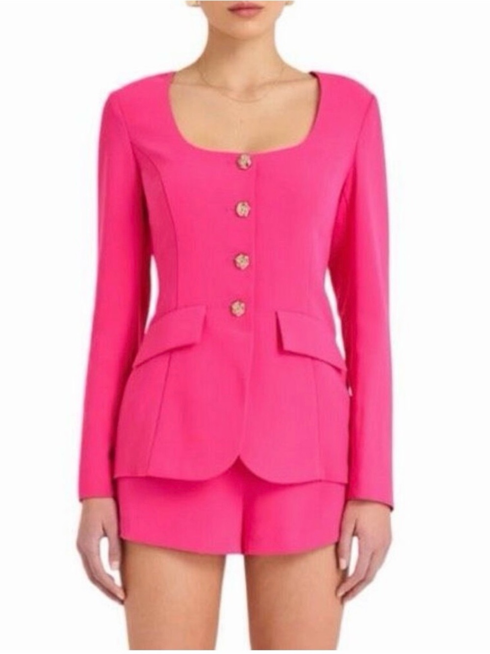 Amanda Uprichard Hot Pink Tailored Romper
